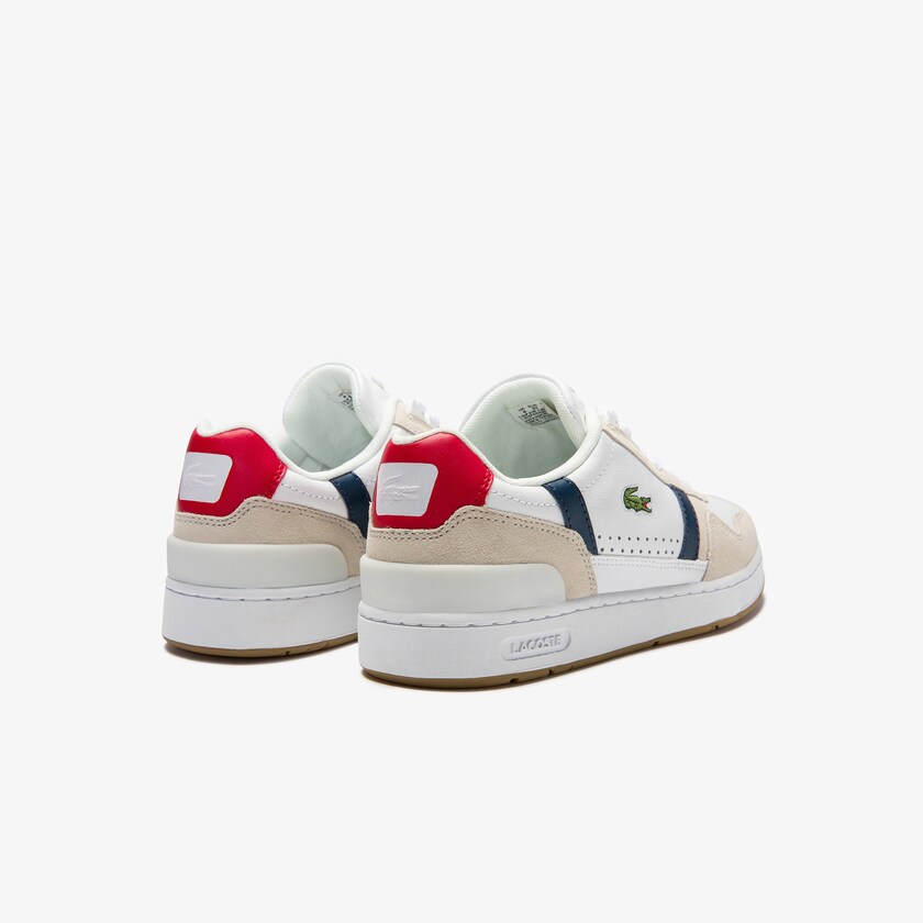 Tenis Lacoste T-Clip Tricolour Leather and Suede Mujer Blancos Beige | EJ4-72467B5