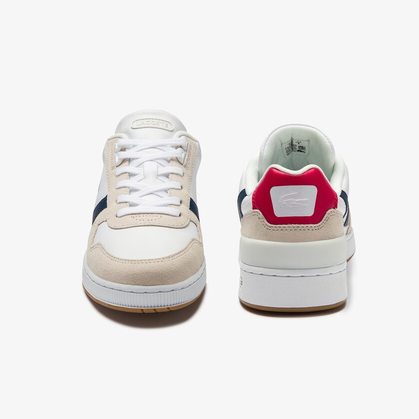 Tenis Lacoste T-Clip Tricolour Leather and Suede Mujer Blancos Beige | EJ4-72467B5