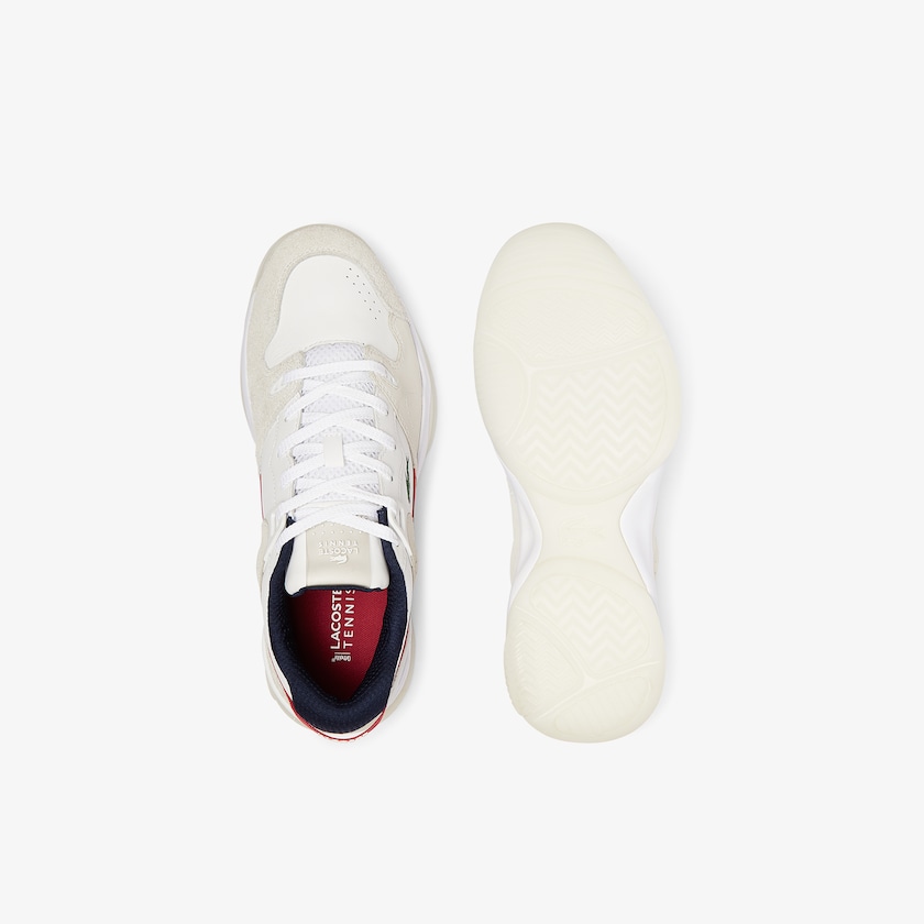 Tenis Lacoste T-Point Leather and Suede Hombre Blancos Beige | IB5-63396Q8