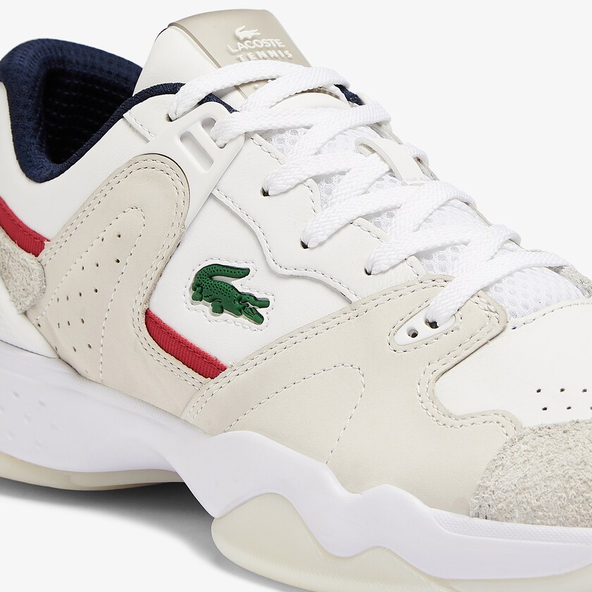 Tenis Lacoste T-Point Leather and Suede Hombre Blancos Beige | IB5-63396Q8