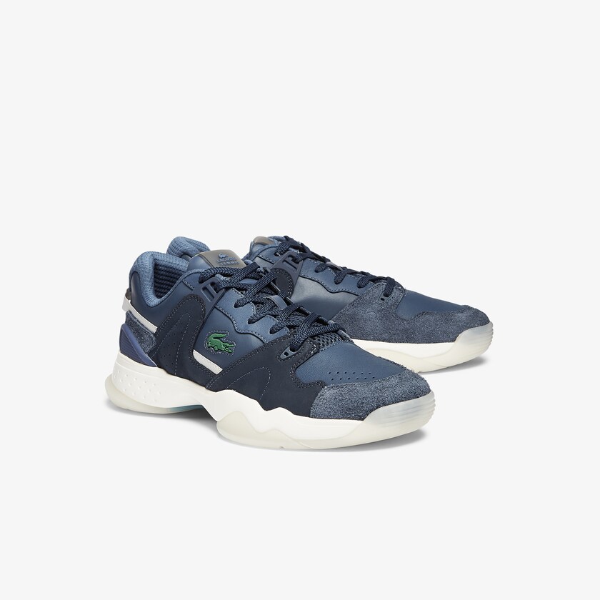 Tenis Lacoste T-Point Leather and Suede Hombre Azul Marino | ND0-56485G9