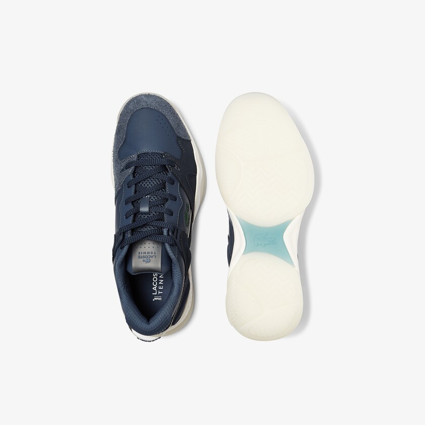 Tenis Lacoste T-Point Leather and Suede Hombre Azul Marino | ND0-56485G9