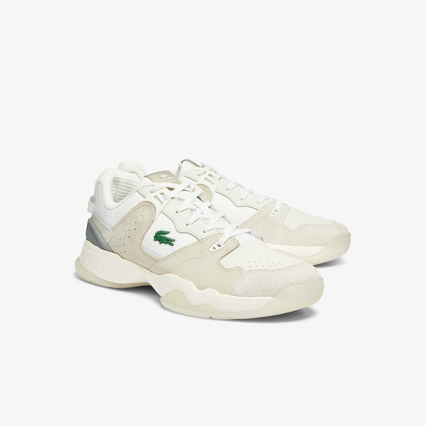 Tenis Lacoste T-Point Leather and Suede Hombre Blancos Blancos | QO1-98869A4