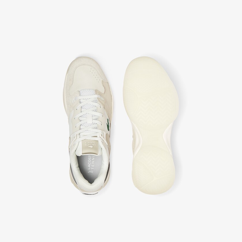 Tenis Lacoste T-Point Leather and Suede Hombre Blancos Blancos | QO1-98869A4