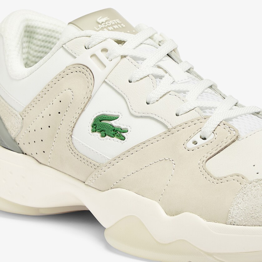 Tenis Lacoste T-Point Leather and Suede Hombre Blancos Blancos | QO1-98869A4