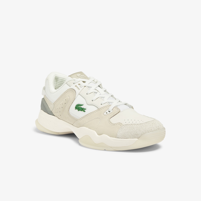 Tenis Lacoste T-Point Leather and Suede Hombre Blancos Blancos | QO1-98869A4