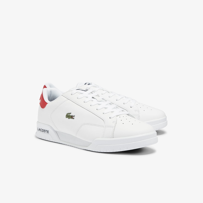 Tenis Lacoste Twin Serve Leather Colour-Pop Hombre Blancos Beige | HX7-48434Q7