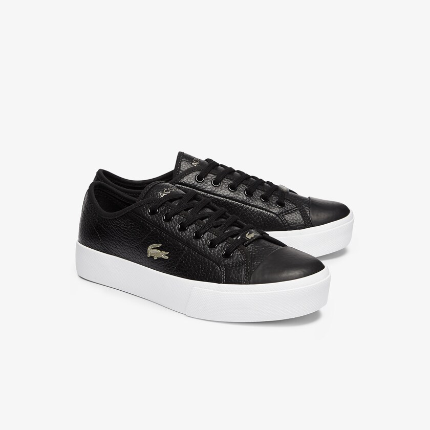 Tenis Lacoste Ziane Plus Grand Leather Mujer Negros Blancos | BD8-49814Y1