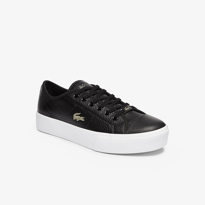 Tenis Lacoste Ziane Plus Grand Leather Mujer Negros Blancos | BD8-49814Y1