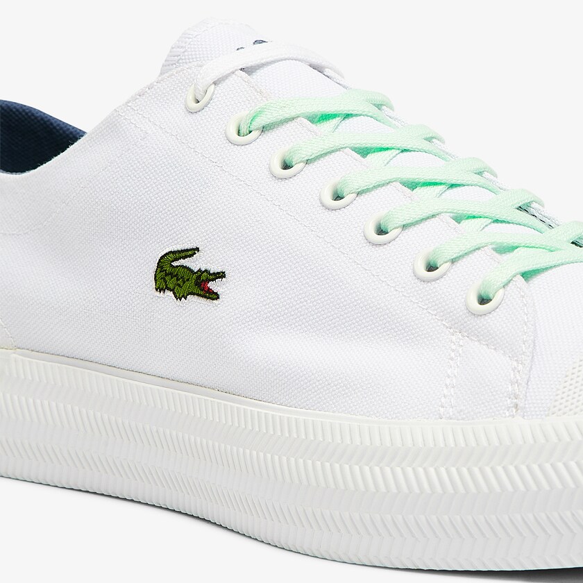 Tenis Lona Lacoste Gripshot Canvas and Leather Hombre Blancos Verdes Claro | UV2-00450C5