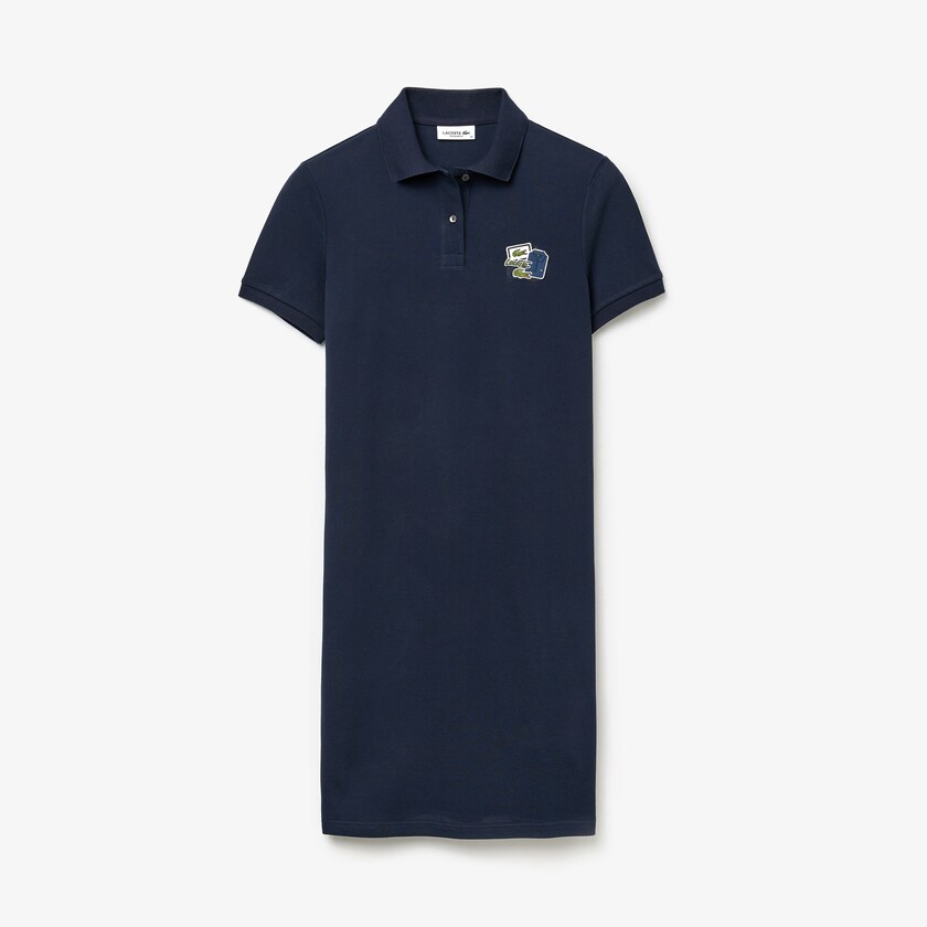 Vestido Lacoste Badge Polo Mujer Azul Marino Azules | OA2-39273E9