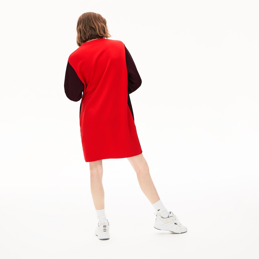 Vestido Lacoste Colorblock Fleece Sweatshirt Mujer Rojos Oscuro Beige Rojos | UW9-23482F0