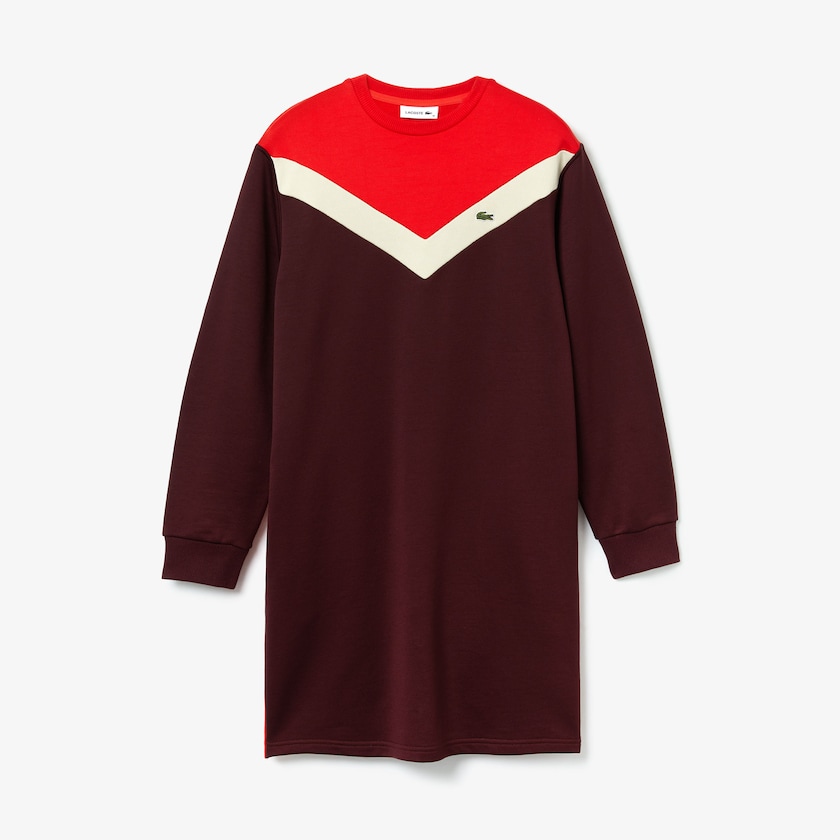 Vestido Lacoste Colorblock Fleece Sweatshirt Mujer Rojos Oscuro Beige Rojos | UW9-23482F0