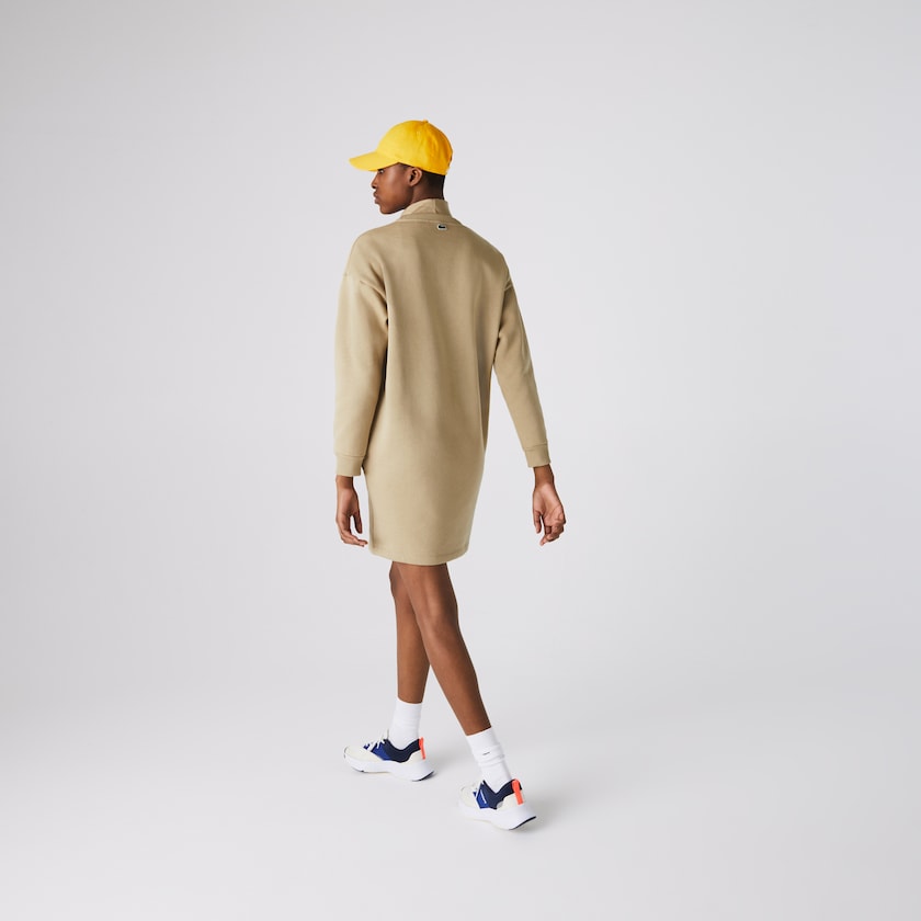 Vestido Lacoste Embroidered Accent Fleece Sweatshirt Mujer Beige | ED4-17701V8