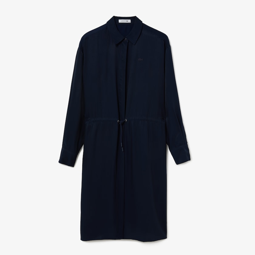 Vestido Lacoste Fitted Crepe Shirt Mujer Azul Marino Azules | SR4-47314N8