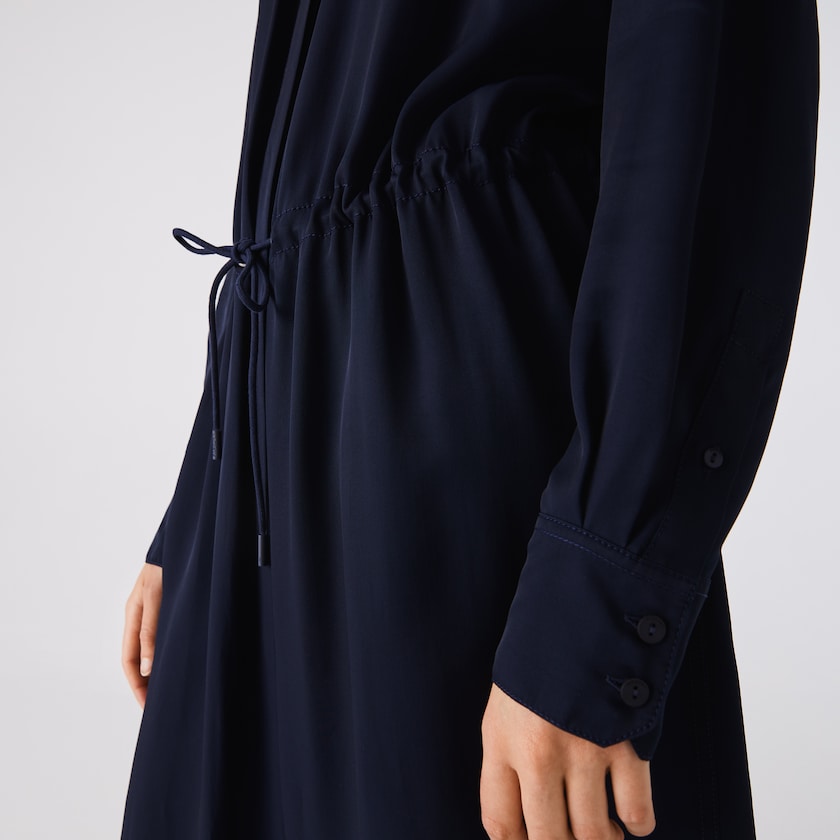 Vestido Lacoste Fitted Crepe Shirt Mujer Azul Marino Azules | SR4-47314N8