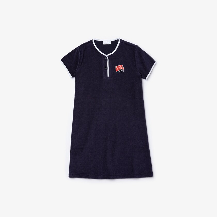 Vestido Lacoste Niños Azul Marino Azules Blancos Heart Embroidery Henley GK7-23002Z6