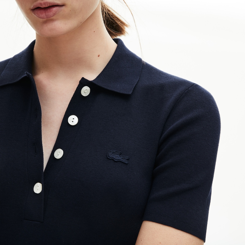 Vestido Lacoste Knit Polo Mujer Azul Marino Azules | QY5-00650X8