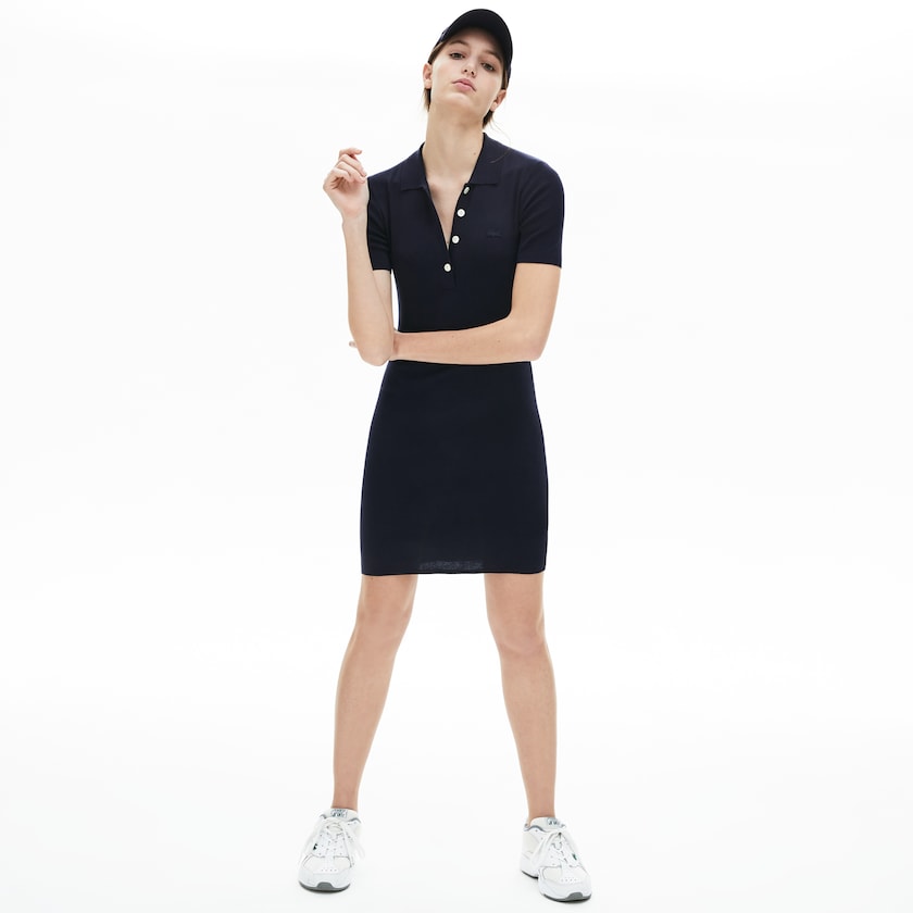 Vestido Lacoste Knit Polo Mujer Azul Marino Azules | QY5-00650X8
