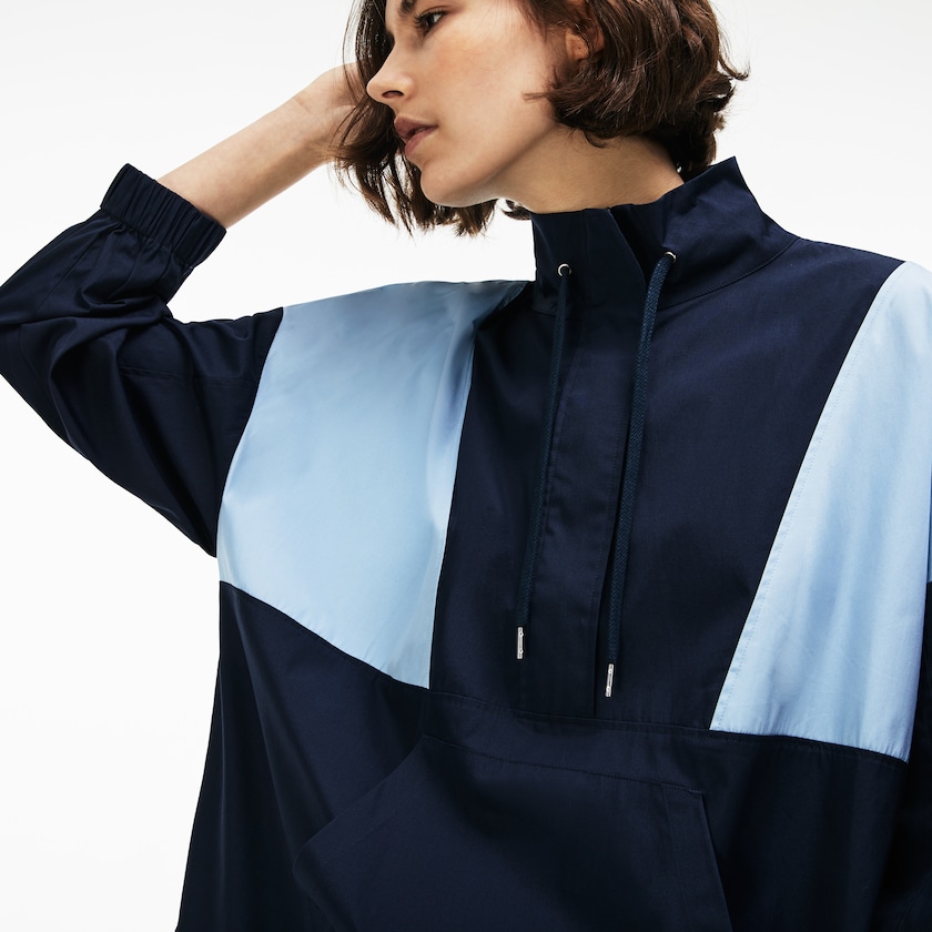 Vestido Lacoste LIVE Colorblock Cotton Poplin Sweatshirt Mujer Azules Azules Claro | VH4-22852F6