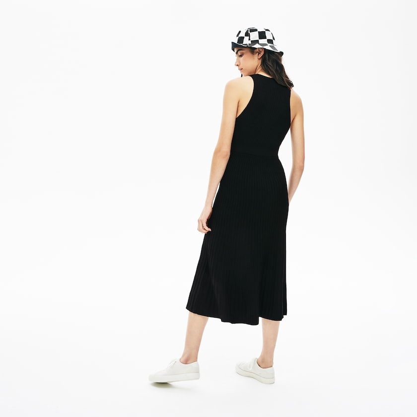 Vestido Lacoste LIVE Ribbed-Knit Long Tank Mujer Negros | DL7-21132B5