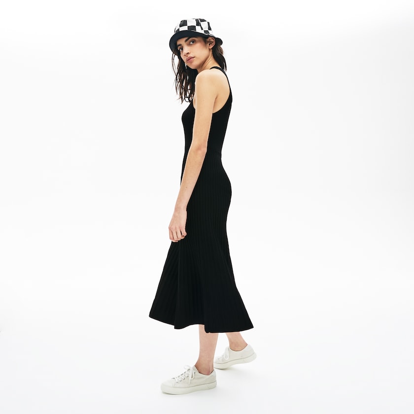 Vestido Lacoste LIVE Ribbed-Knit Long Tank Mujer Negros | DL7-21132B5