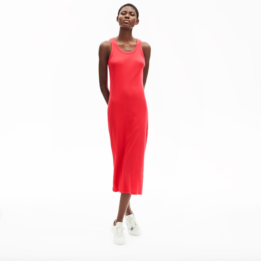 Vestido Lacoste Long Ribbed Cotton Mujer Rojos | UC9-94039T1
