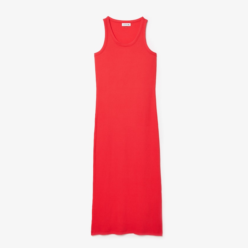 Vestido Lacoste Long Ribbed Cotton Mujer Rojos | UC9-94039T1