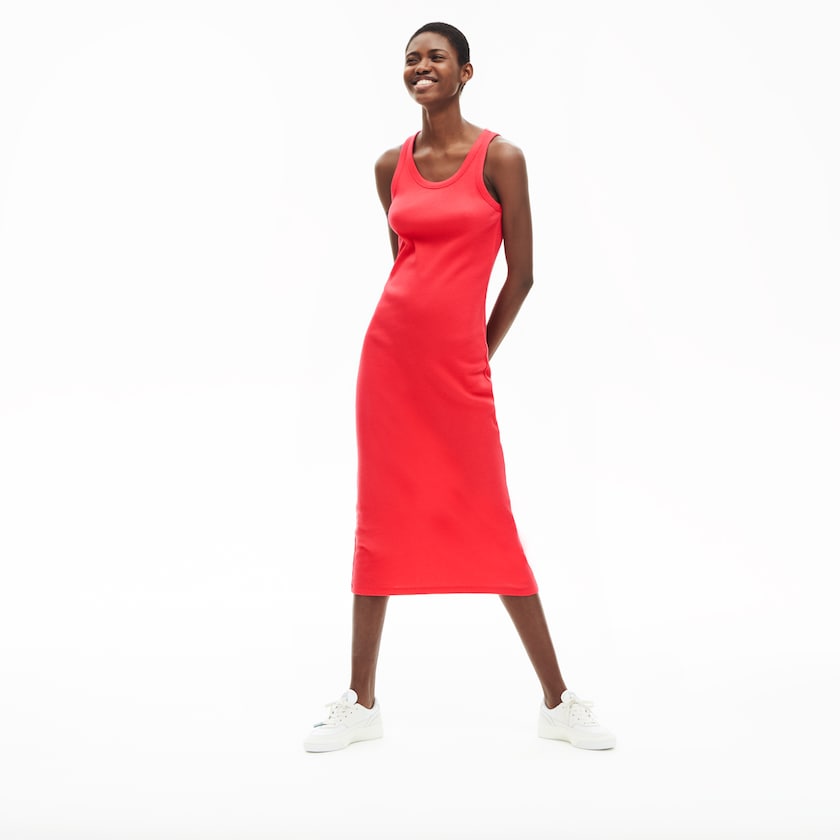 Vestido Lacoste Long Ribbed Cotton Mujer Rojos | UC9-94039T1