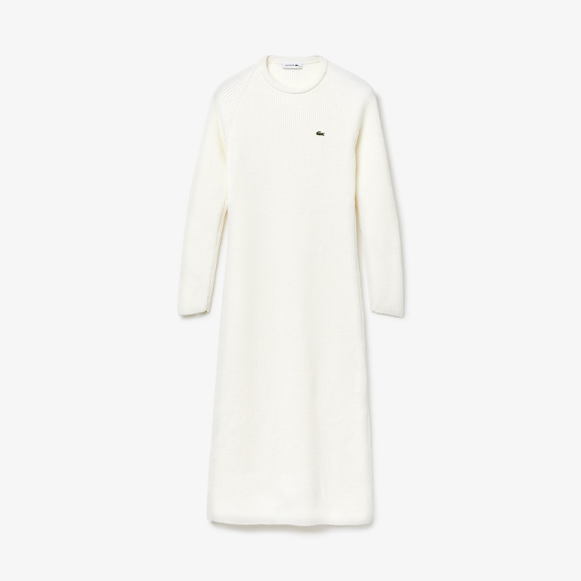 Vestido Lacoste Long Ribbed Wool Blend Sweater Mujer Blancos | AZ0-42284B1
