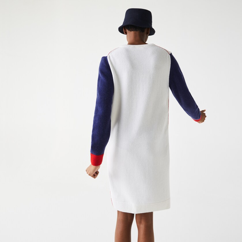 Vestido Lacoste Made In France Tricolour Wool Sweater Mujer Blancos Azules Rojos | LD1-83728L2