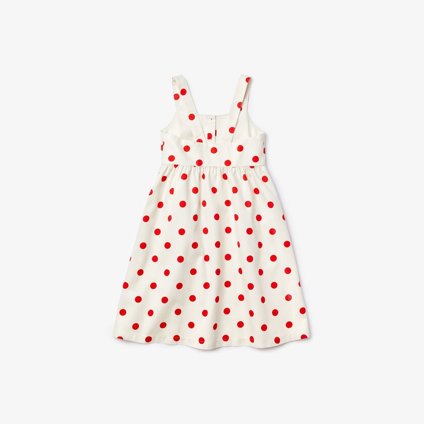 Vestido Lacoste Niños Blancos Rojos Polka Dot Cross-back BY9-07630I9