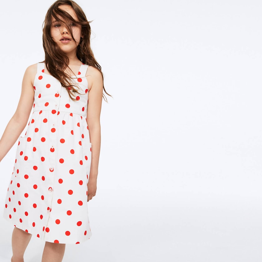 Vestido Lacoste Niños Blancos Rojos Polka Dot Cross-back BY9-07630I9