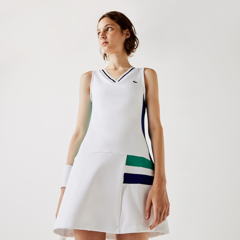 Vestido Lacoste SPORT Breathable Stretch Tennis Mujer Blancos Negros Verdes Azules Negros | IK5-20052C3