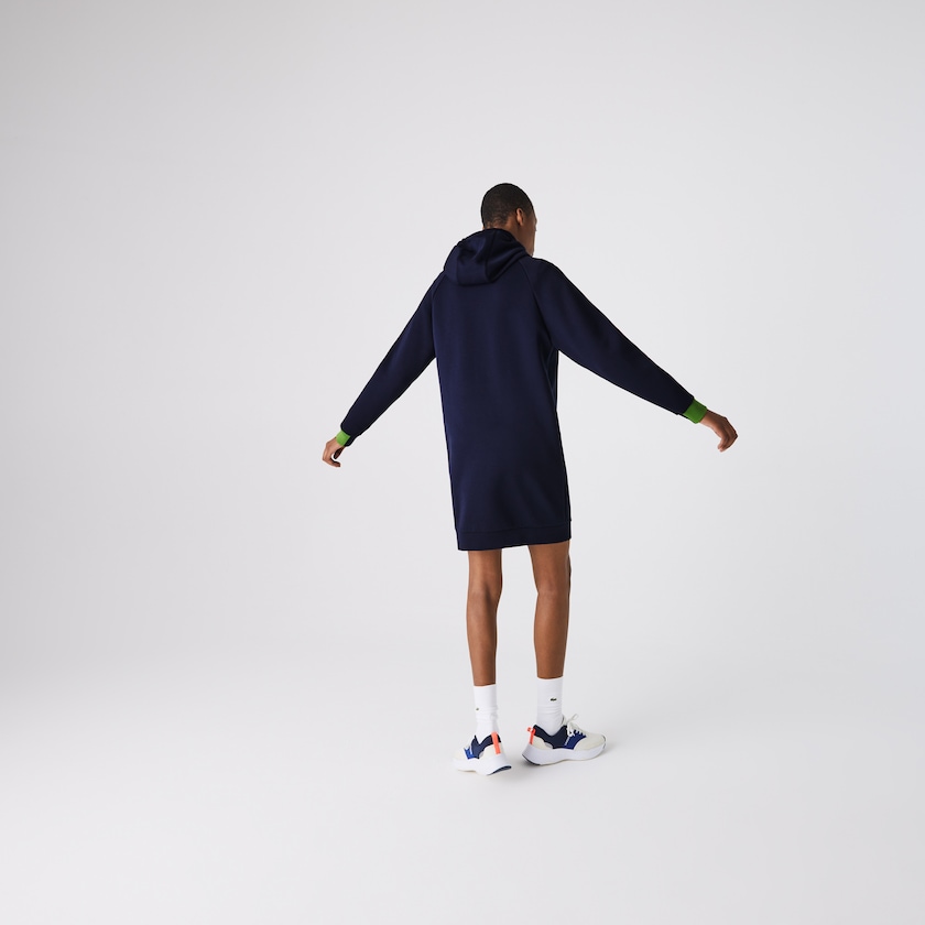 Vestido Lacoste SPORT Hooded Cotton Blend Sweatshirt Mujer Azul Marino Azules Verdes Negros | IY4-40304E5