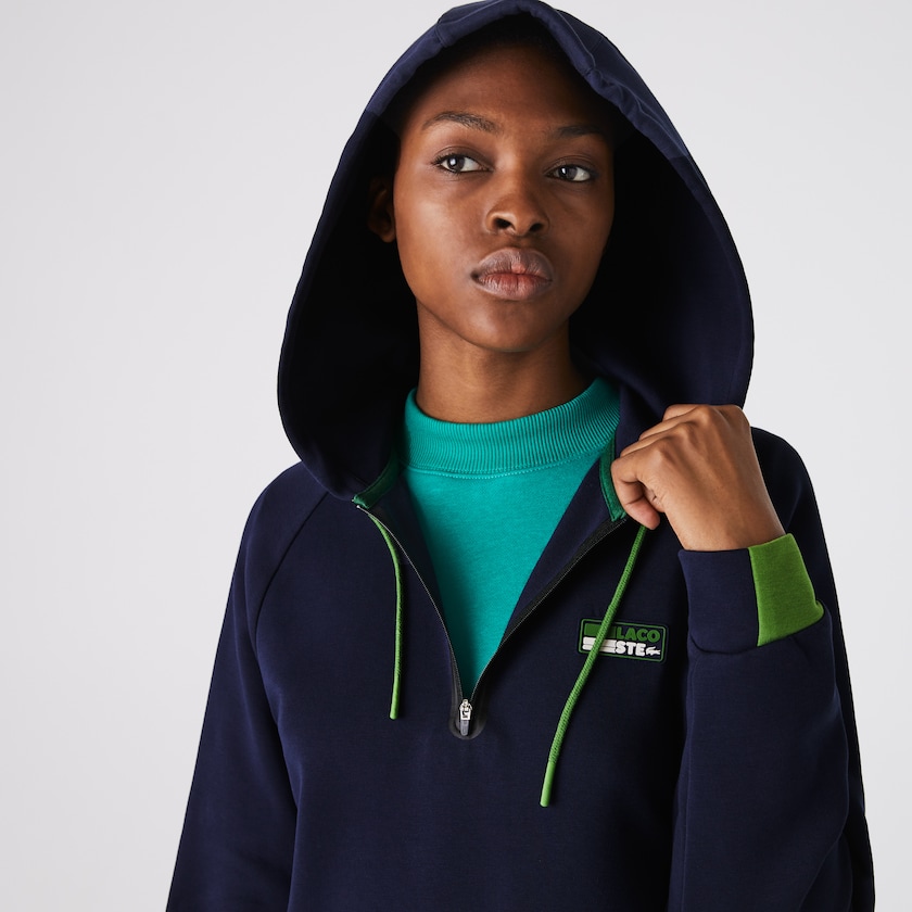 Vestido Lacoste SPORT Hooded Cotton Blend Sweatshirt Mujer Azul Marino Azules Verdes Negros | IY4-40304E5