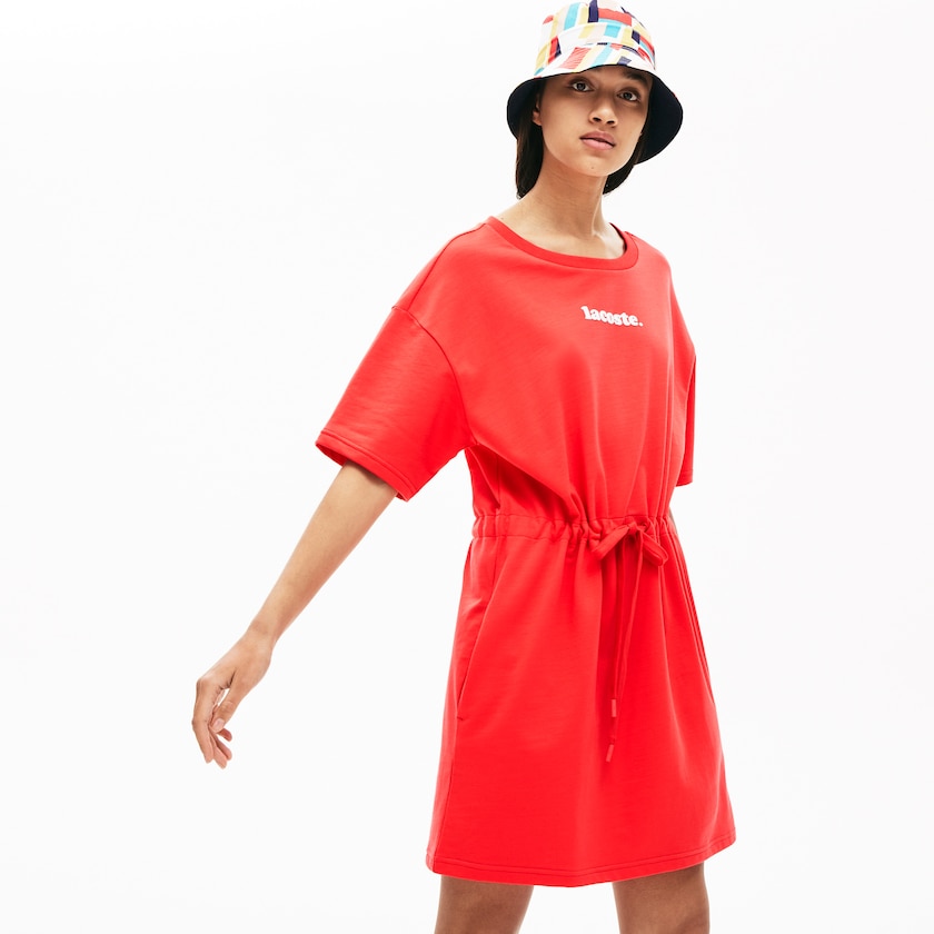 Vestido Lacoste Signature Cotton Fleece T-shirt Mujer Rojos | NE9-62056I2