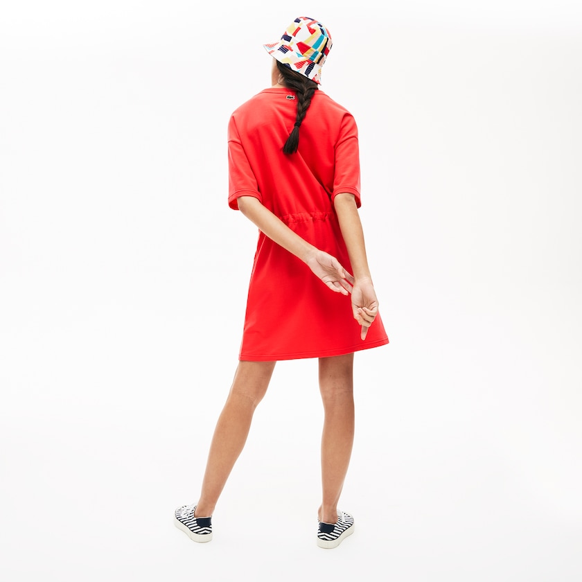 Vestido Lacoste Signature Cotton Fleece T-shirt Mujer Rojos | NE9-62056I2