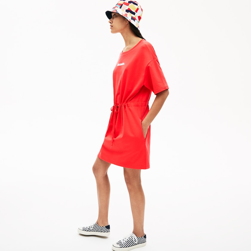 Vestido Lacoste Signature Cotton Fleece T-shirt Mujer Rojos | NE9-62056I2