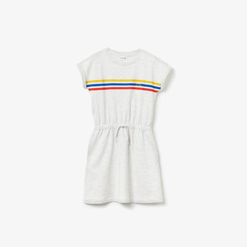Vestido Lacoste Niños Grises Tricolor Stripe Drop Shoulder CY6-74257P0